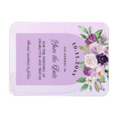 Bruiloft violette paarse bloemen boog script magneet (Horizontaal)