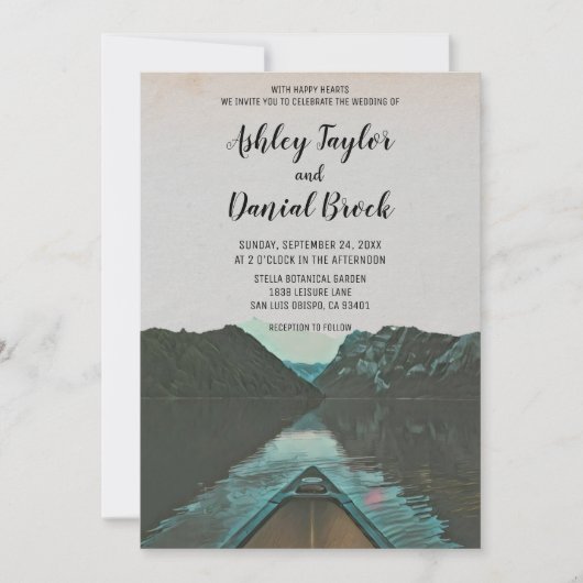  bruiloft voor zeilboot met bergbestemming kaart (Voorkant)