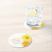 Bruiloft waterverf bloem goudsbloem papier onderze ronde kartonnen onderzetter (Insitu)