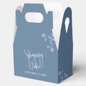 Bruiloft Waterverf Bloemen Typografie Dusty Blue Bedankdoosjes (Geopend)