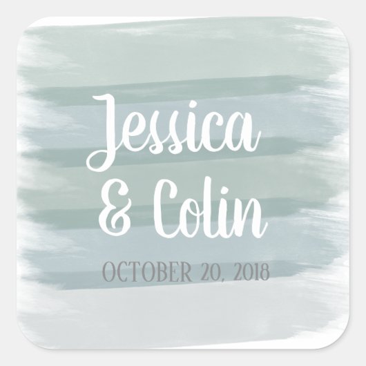 Bruiloft Waterverf Brush Stroke Sticker (Voorkant)