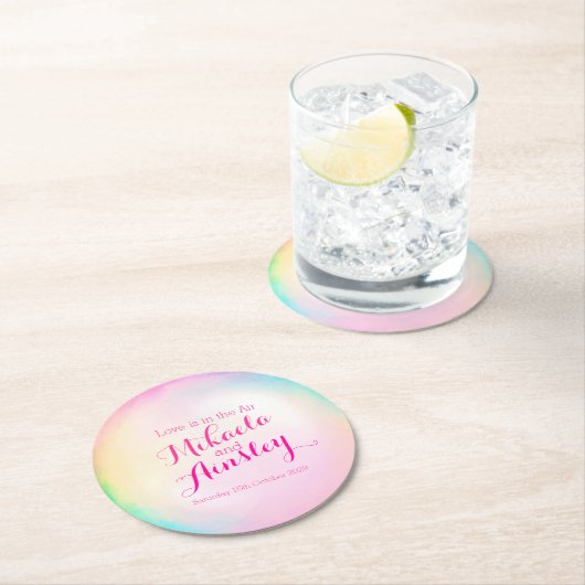 Bruiloft waterverf bubble papier onderzetters (Insitu)