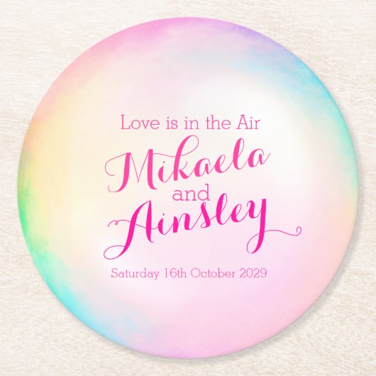 Bruiloft waterverf bubble papier onderzetters (Voorkant)