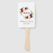 Bruiloft Waterverf Floral Bourgondië Handwaaier (Voorkant)