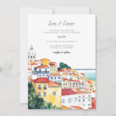 bruiloft Waterverf Lissabon Kaart (Voorkant)