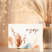 Bruiloft Waterverf Pampas Terracotta Blauw RSVP Kaartje