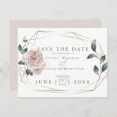 BRUILOFT | Waterverf Stof Roos Blush Pink Save The Date (Voorkant / Achterkant)