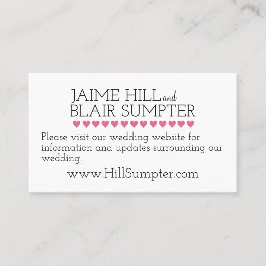 Bruiloft Website Behuizing Kaart Roze Typografie Visitekaartje (Voorkant)