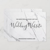 Bruiloft website kaart | Wit marmer Briefkaart (Voorkant / Achterkant)