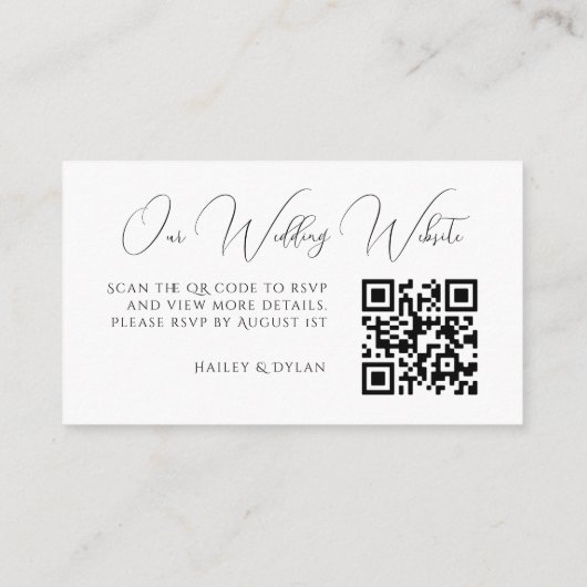 Bruiloft Website Moderne Chique RSVP QR Code Informatiekaartje (Achterkant)