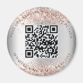 Bruiloft website QR code details rsvp zilver roos Magneet (Voorkant)
