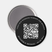 Bruiloft website QR code details rsvp zwart wit Magneet (Voorkant / Achterkant)
