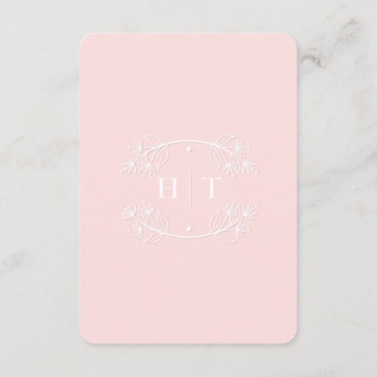 Bruiloft Website Roze Blush Monogram Behuizing Kaa Informatiekaartje (Achterkant)
