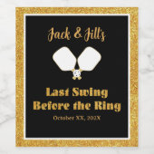 Bruiloft Weekend Activiteit Pickleball Gold & Whit Wijn Etiket (Enkel label)