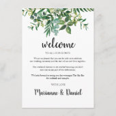 Bruiloft Weekend Groen Gast Agenda Advieskaart (Achterkant)