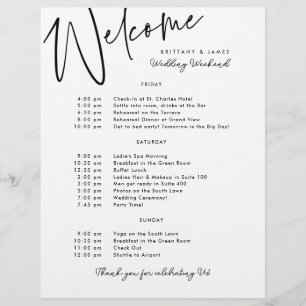 Bruiloft Weekend Route Welkom Flyer