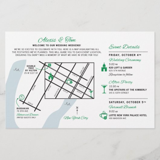 Bruiloft Weekend Welkomstkaart - CUSTOM voor ALEXI (Voorkant)