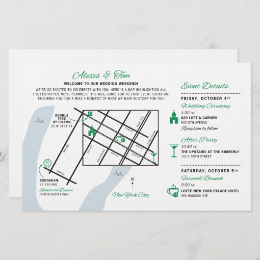 Bruiloft Weekend Welkomstkaart - CUSTOM voor ALEXI (Voorkant / Achterkant)