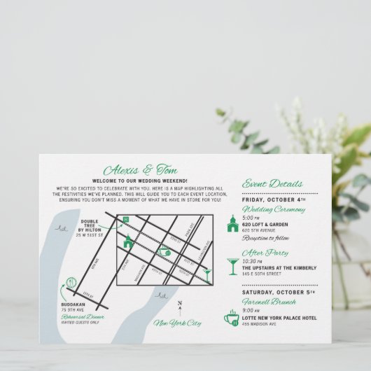 Bruiloft Weekend Welkomstkaart - CUSTOM voor ALEXI (Staand voorkant)