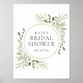 Bruiloft Welcome Bord Met Groene Tinten Poster (Voorkant)