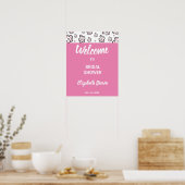 Bruiloft Welcome Bord Roze Liefde Poster (Keuken)