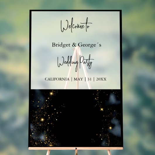 Bruiloft Welkom abstract Zwart & Frosted Acryl Bord (Neutraal)