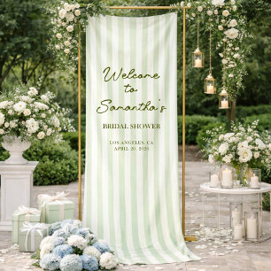 Bruiloft Welkom Bord Groene Streep Banner