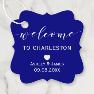 Bruiloft Welkom Cadeau Labels voor Hotel Bag, Navy