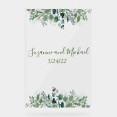 Bruiloft Welkom Foliage laat groen Acryl Bord (Voorkant)