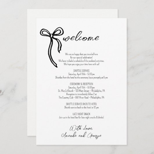 Bruiloft Welkom Route hand geïllustreerd boog Feestdagenkaart (Voorkant / Achterkant)