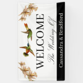 Bruiloft Welkomstbanner | Waterverf kolibries Spandoek (Verticaal)