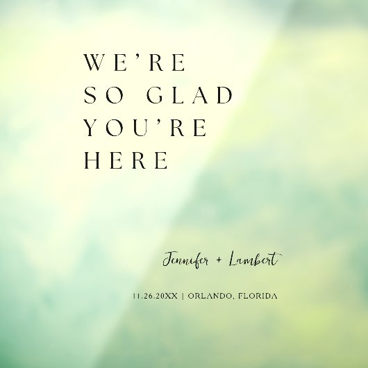 Bruiloft Welkomstbord We zijn zo blij dat je er be Raamsticker (Vel 3)