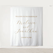 Bruiloft Welkomstbord Wit & Goud Wandkleed (Voorkant)