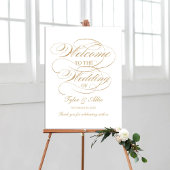 Bruiloft welkomstteken elegante gouden kalligrafie poster