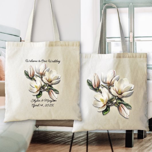 Bruiloft welkomstzak zuidelijke Magnolia bloemen Tote Bag