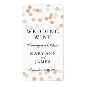 Bruiloft Wijn Label Faux Koper Folie Glitter Light