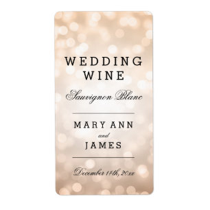 Bruiloft Wijn Label Koper Glitter Lights