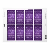 Bruiloft Wijn Label Vogels Monogram Paarse (Full Sheet)