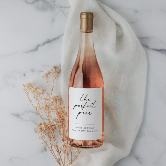 Bruiloft Wijnfles Label Sticker met Script