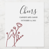 Bruiloft Wijnlabel Dusty Roos Wijn Etiket (Enkel label)