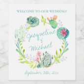 Bruiloft Wijnwoestijn Cactus Krans Boho Westerne K Wijn Etiket (Enkel label)