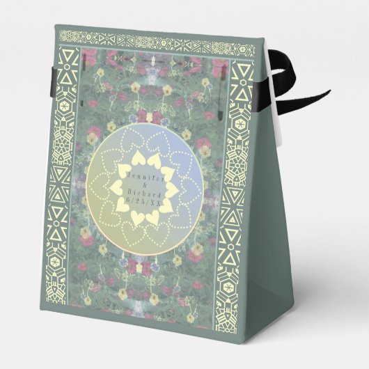 Bruiloft Wildflower Mandala w/Couple+Date Bedankdoosjes (Achterkant)