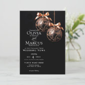 BRUILOFT | Winter Roos Gouden Onyx Baubles Kaart (Staand voorkant)