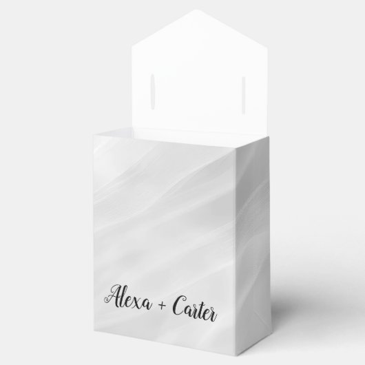 Bruiloft Wit Marmer Abstract Bedankdoosjes (Geopend)