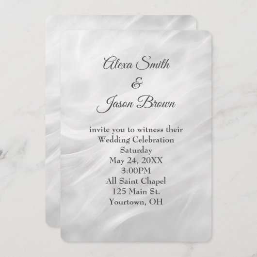 Bruiloft Wit Marmer Abstract Kaart (Voorkant / Achterkant)