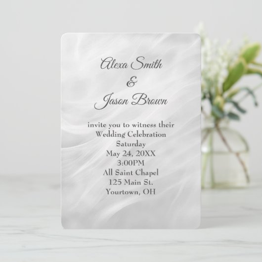 Bruiloft Wit Marmer Abstract Kaart (Staand voorkant)