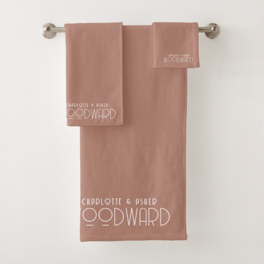 Bruiloft Wit Monogram Passen getrouwd Cacao Bruin Bad Handdoek (Insitu)