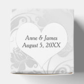 Bruiloft Wit Satijn Damast Met Hart Bedankdoosjes (Bovenkant)