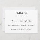 Bruiloft wit zwart script modern save the date (Voorkant)
