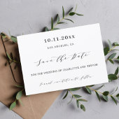 Bruiloft wit zwart script modern save the date
